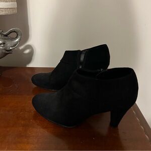 Black faux suede booties